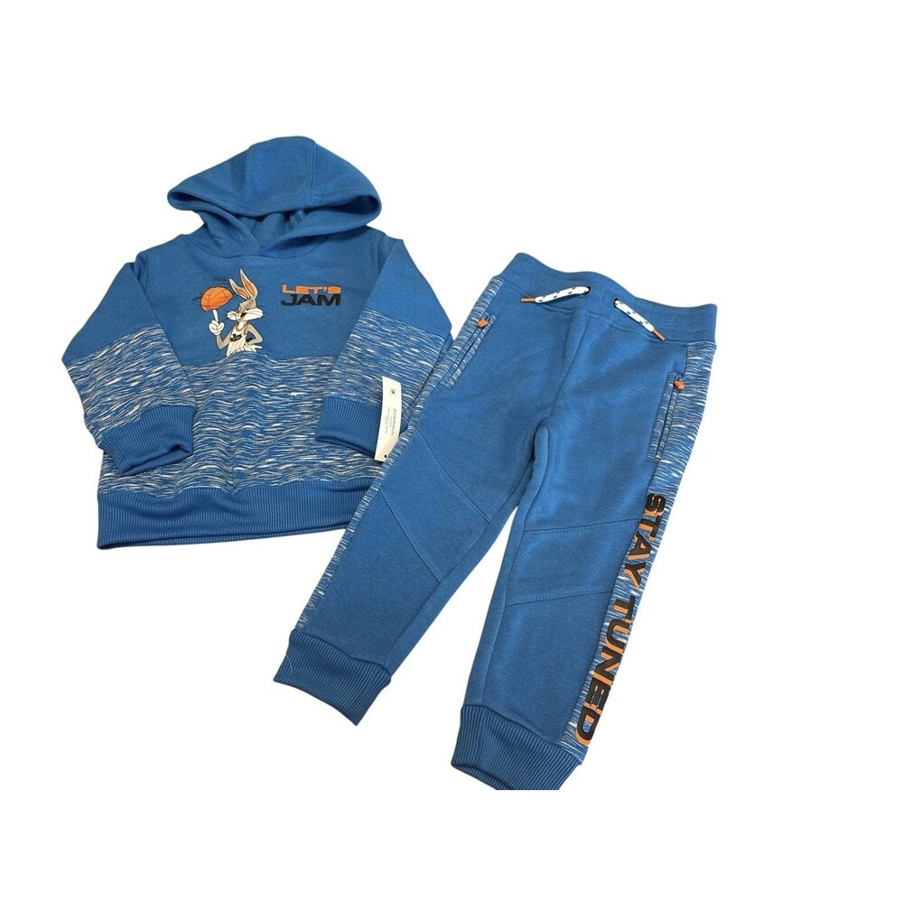 Space Jam Boys Siz 2T Hoodie Sweat Shirt Pants Set pockets & drawstring